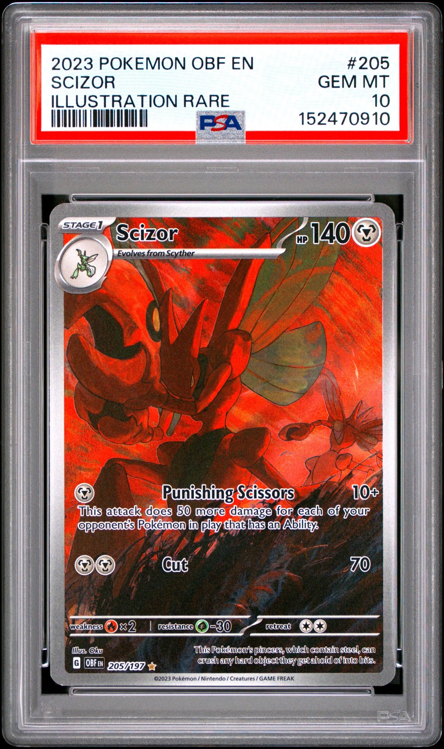 pokémon scizor #205 obsidian flames psa 10 pokémon scizor #205 obsidian flames psa 10