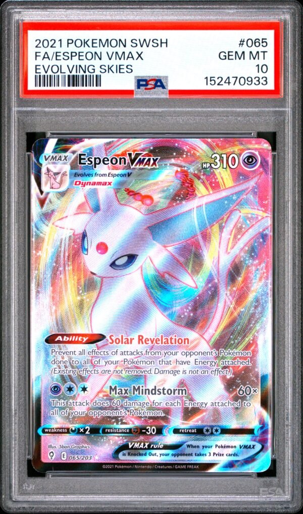pokémon espeon vmax #065 evolving skies psa 10