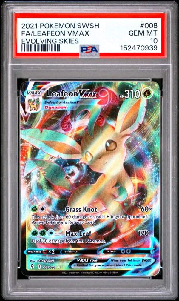 pokémon leafeon vmax #008 evolving skies evs psa 10
