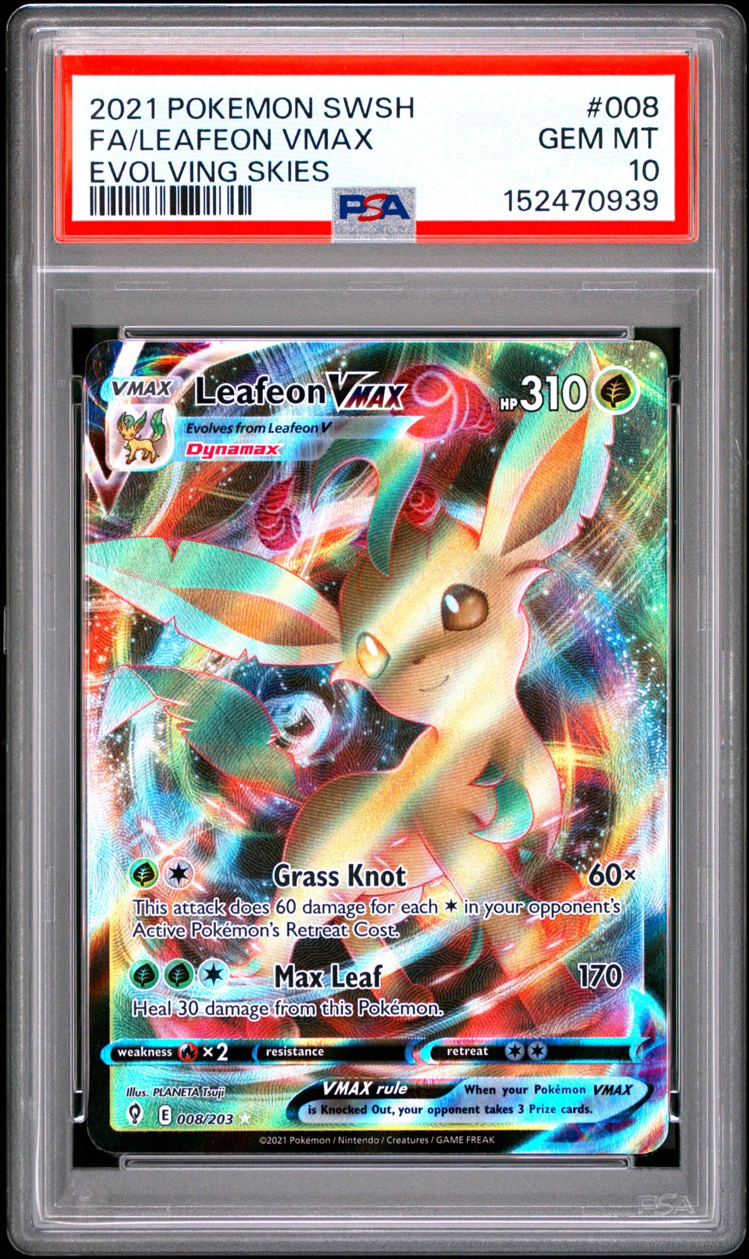 pokémon leafeon vmax #008 evolving skies evs psa 10 pokémon leafeon vmax #008 evolving skies evs psa 10