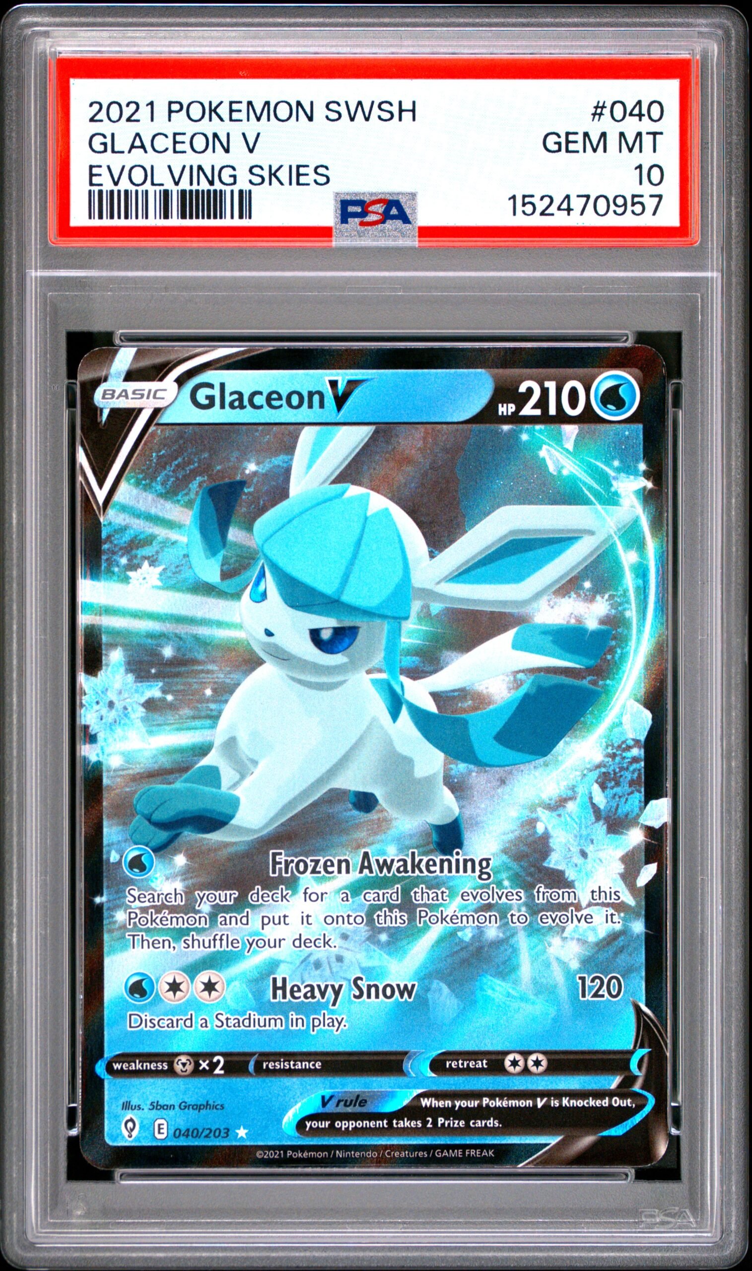 pokémon glaceon v #40 evolving skies psa 10 pokémon glaceon v #40 evolving skies psa 10