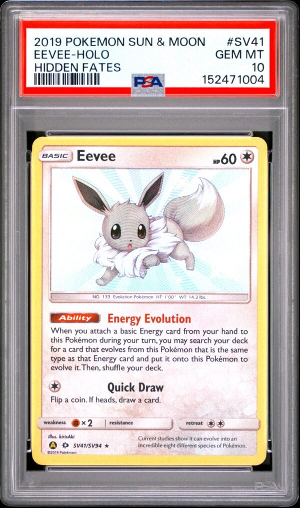 pokémon eevee #sv41 hidden fates psa 10