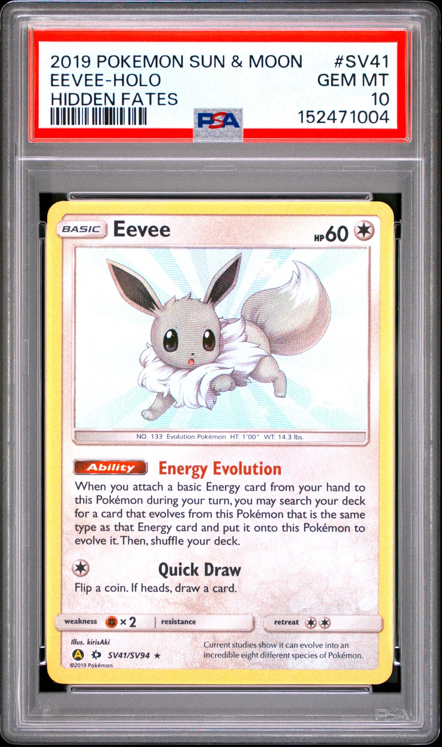 pokémon eevee #sv41 hidden fates psa 10 pokémon eevee #sv41 hidden fates psa 10