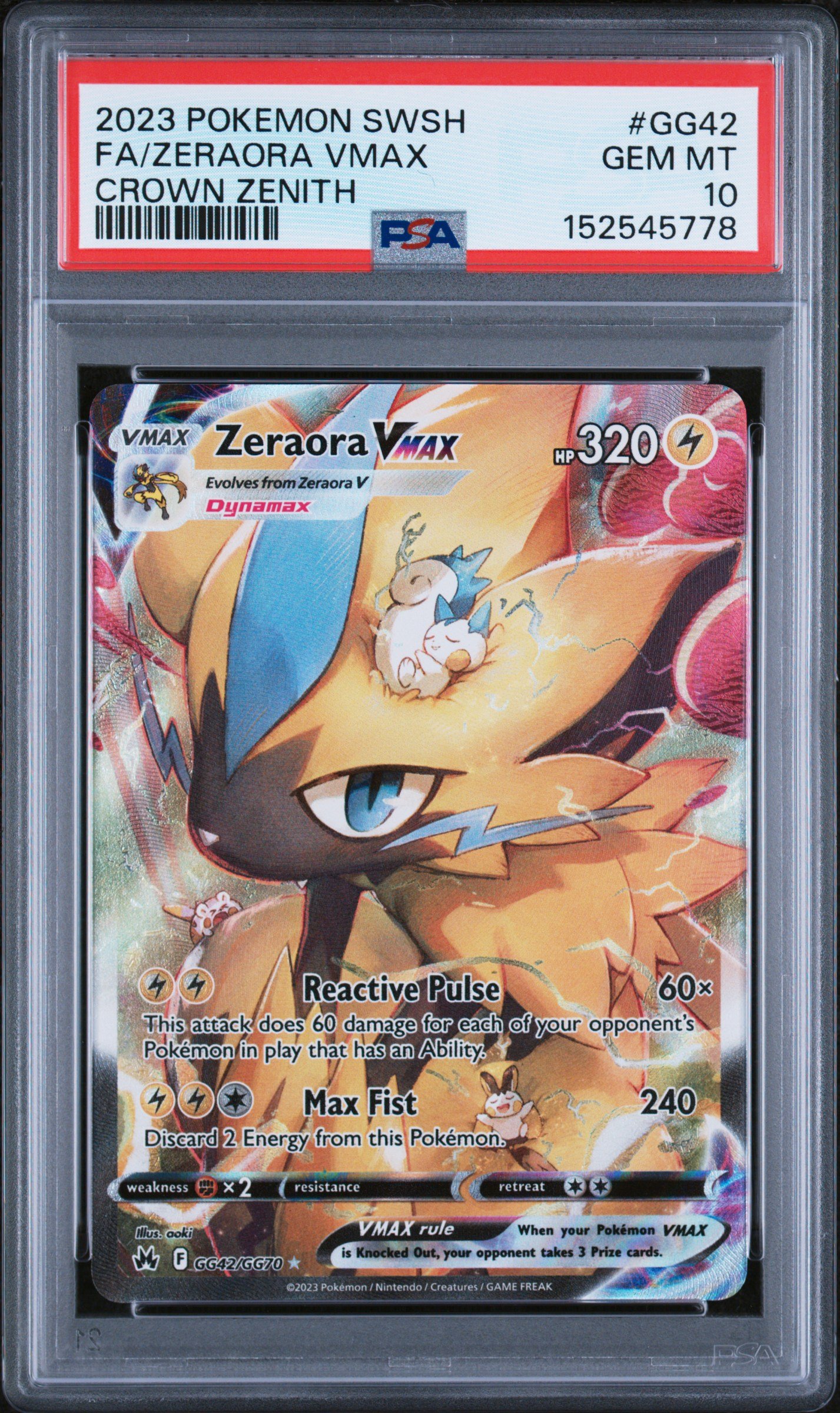 pokémon zeraora vmax #gg42 crown zenith psa 10 pokémon zeraora vmax #gg42 crown zenith psa 10