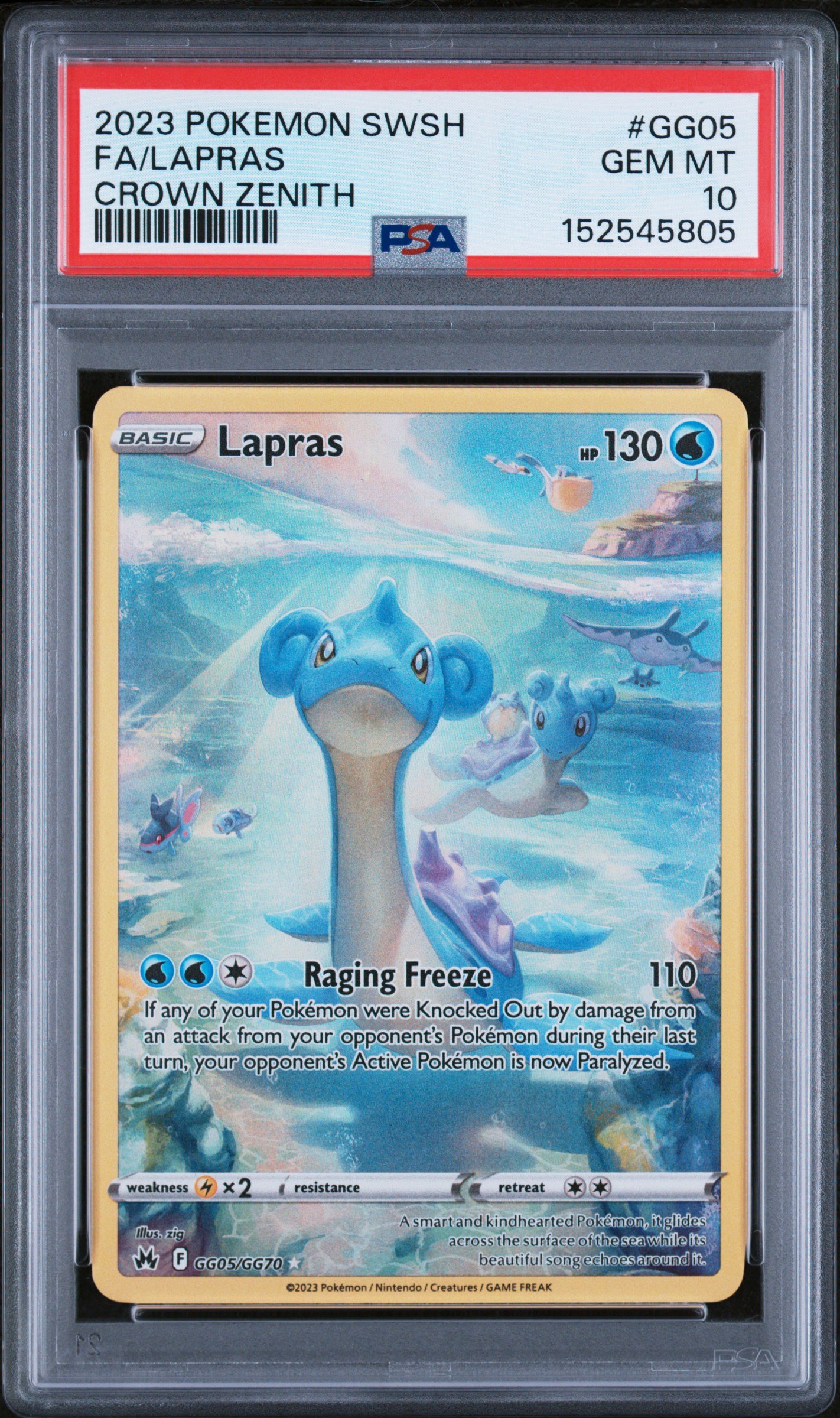 pokémon lapras #gg05 crown zenith psa 10 pokémon lapras #gg05 crown zenith psa 10
