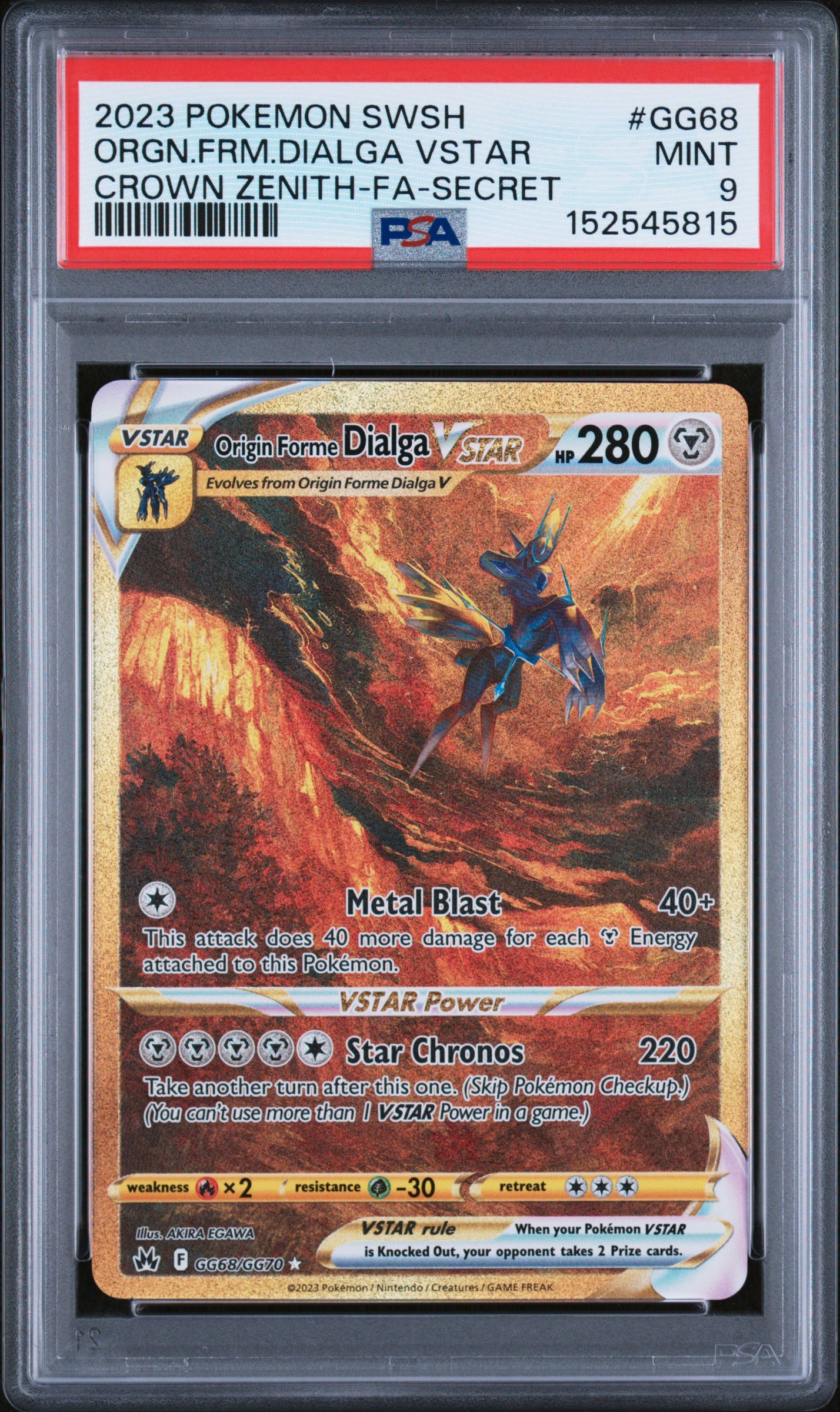 pokémon origin forme dialga vstar #gg68 crown zenith crz psa 9 pokémon origin forme dialga vstar #gg68 crown zenith crz psa 9
