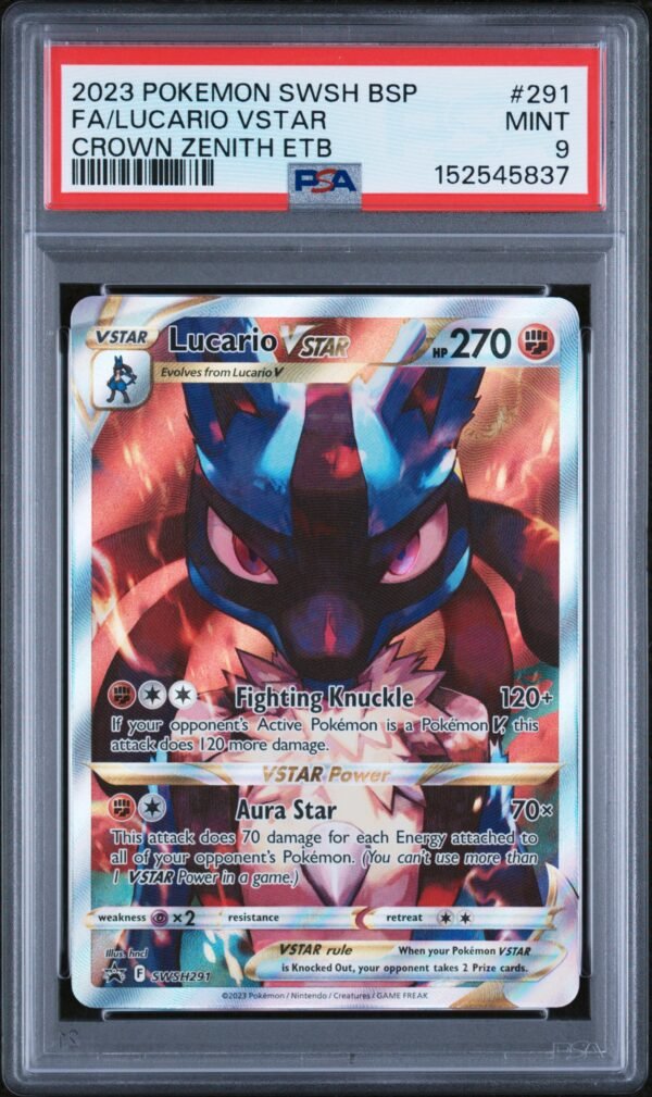 pokémon lucario vstar #291 crown zenith promo swsh psa 9