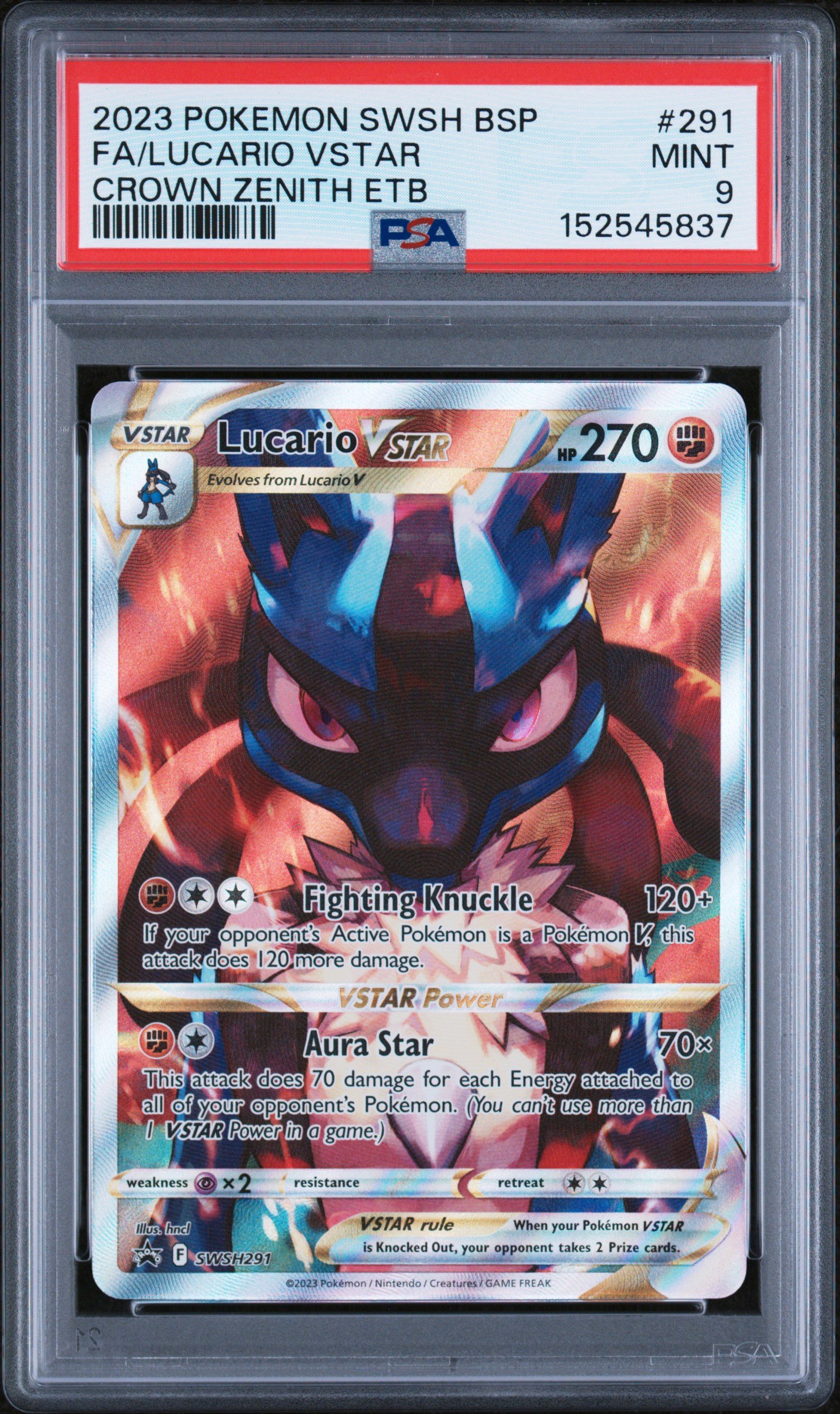 pokémon lucario vstar #291 crown zenith promo swsh psa 9 pokémon lucario vstar #291 crown zenith promo swsh psa 9