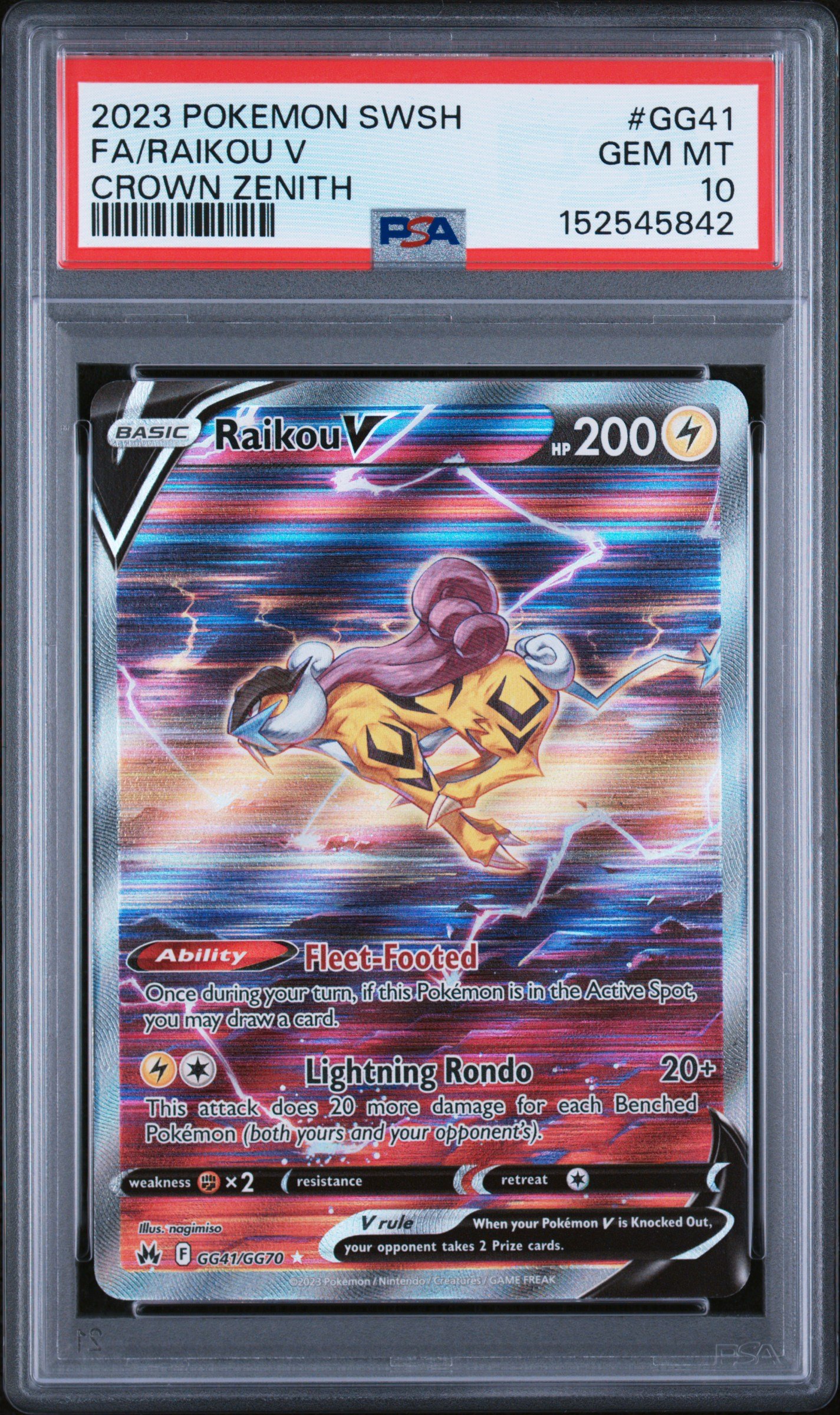 pokémon raikou v #gg41 alt art crown zenith psa 10 pokémon raikou v #gg41 alt art crown zenith psa 10