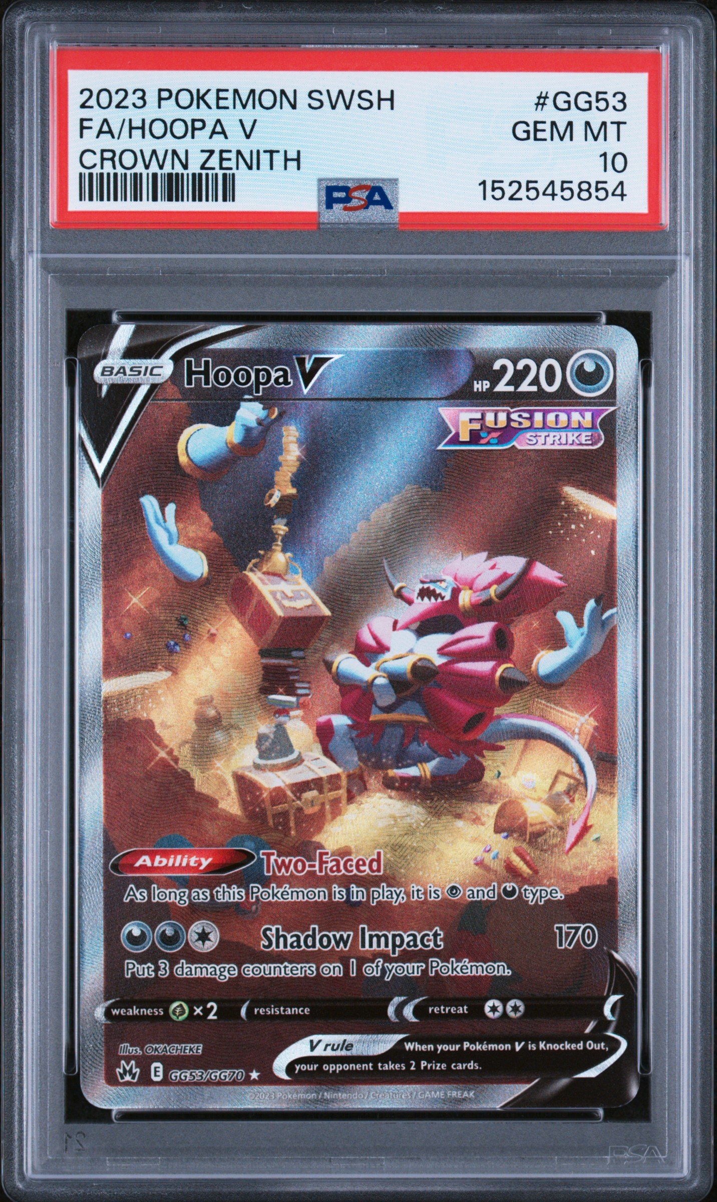 pokémon hoopa v #gg53 crown zenith crz psa 10 pokémon hoopa v #gg53 crown zenith crz psa 10