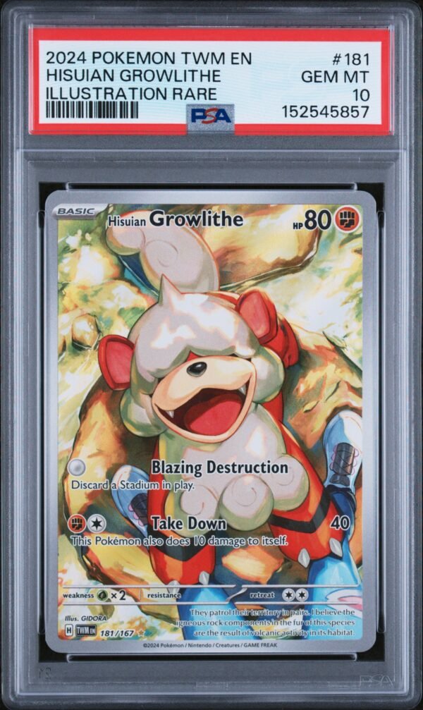 pokémon hisuian growlithe #181 twilight masquerade twm psa 10