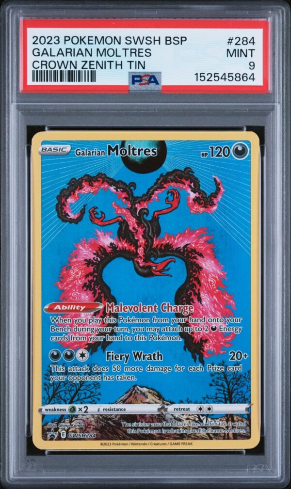 pokémon galarian moltres #284 crown zenith promo swsh psa 9