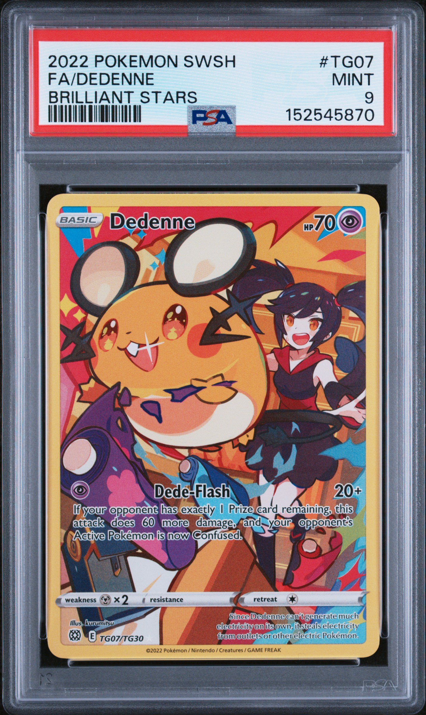 pokémon dedenne #tg07 brilliant stars brs psa 9 pokémon dedenne #tg07 brilliant stars brs psa 9