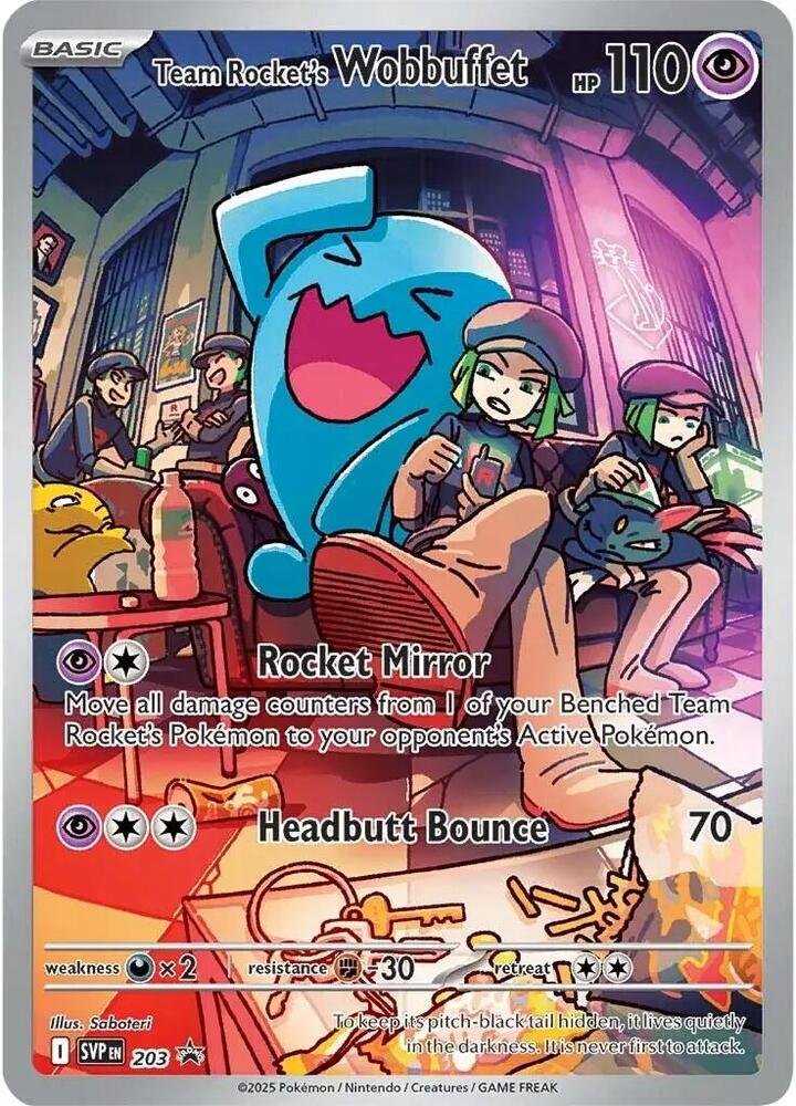 pokémon team rocket's wobbuffet #203 svp promo nm