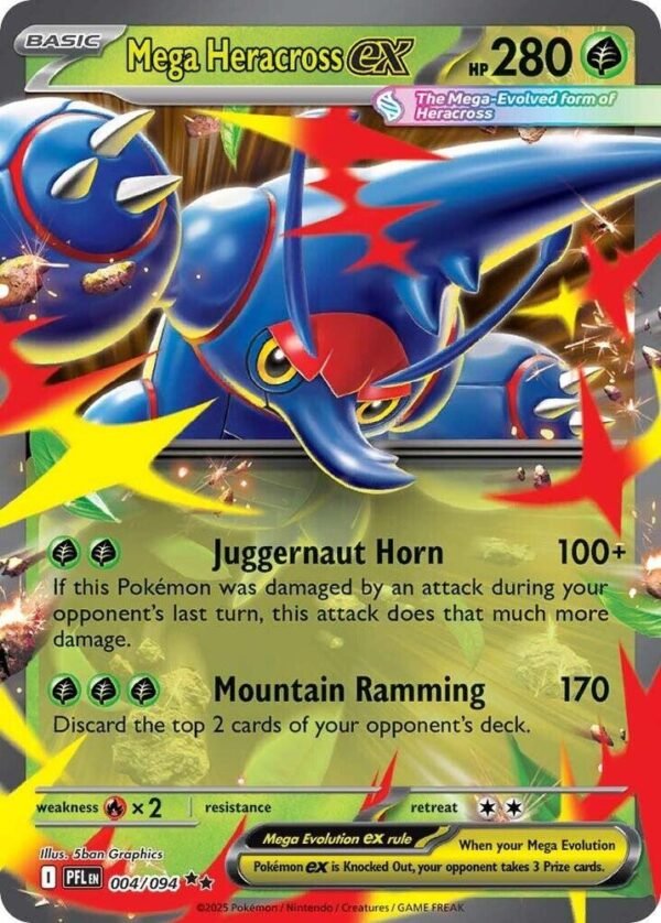 pokémon mega heracross ex #004 phantasmal flames pfl nm