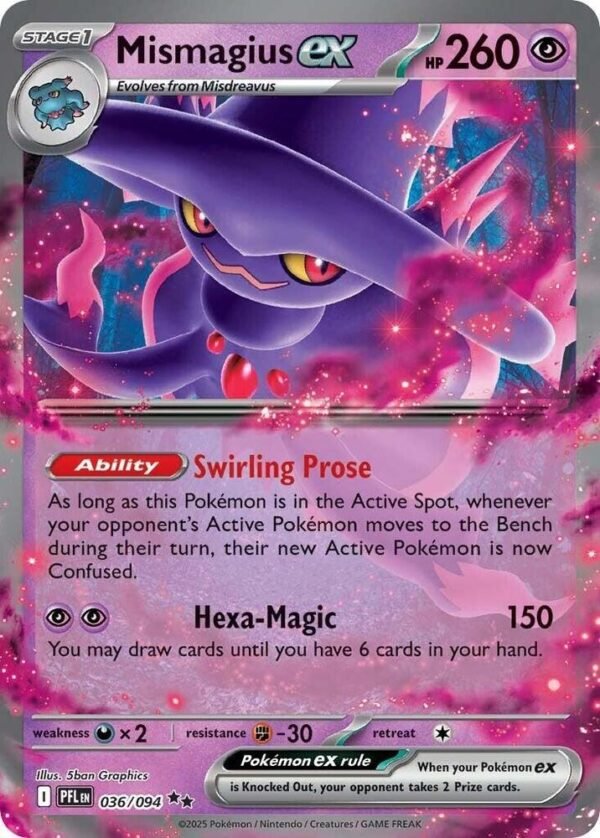 pokémon mismagius ex #036 phantasmal flames pfl nm