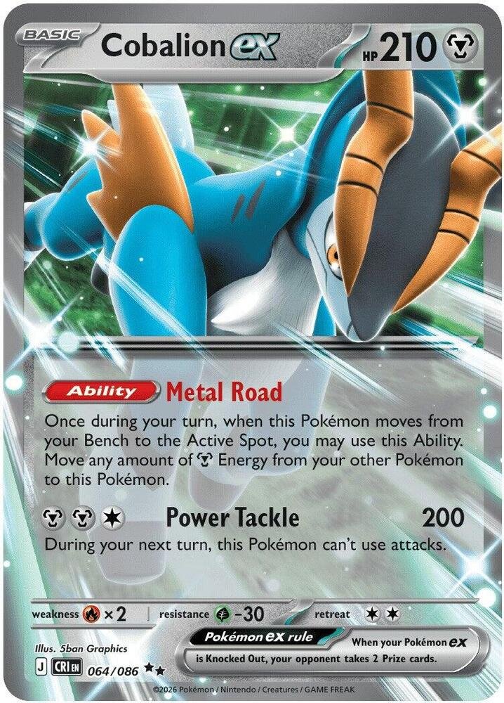 pokémon cobalion ex #064 chaos rising cri nm pokémon cobalion ex #064 chaos rising cri nm